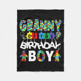 Granny of the bday boy autism awareness puzzle fleece blanket