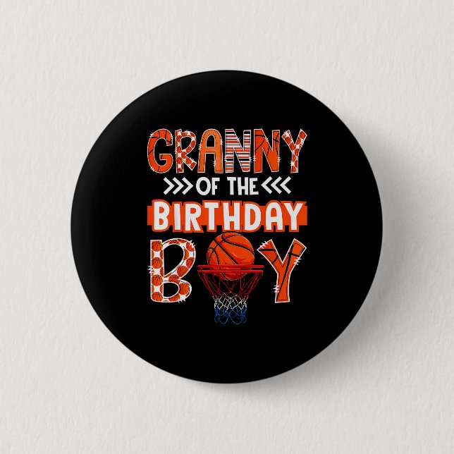 Granny Of The Birthday Boy Basketball Lover Matchi 6 Cm Round Badge (Front)