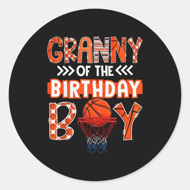 Granny Of The Birthday Boy Basketball Lover Matchi Classic Round Sticker (Front)