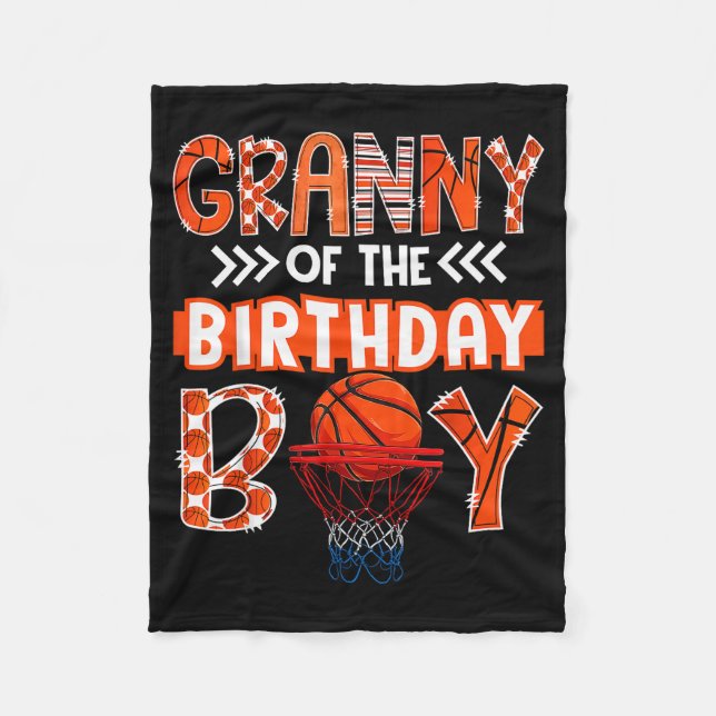 Granny Of The Birthday Boy Basketball Lover Matchi Fleece Blanket (Front)