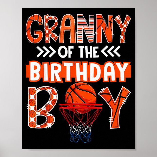 Granny Of The Birthday Boy Basketball Lover Matchi Poster (Front)