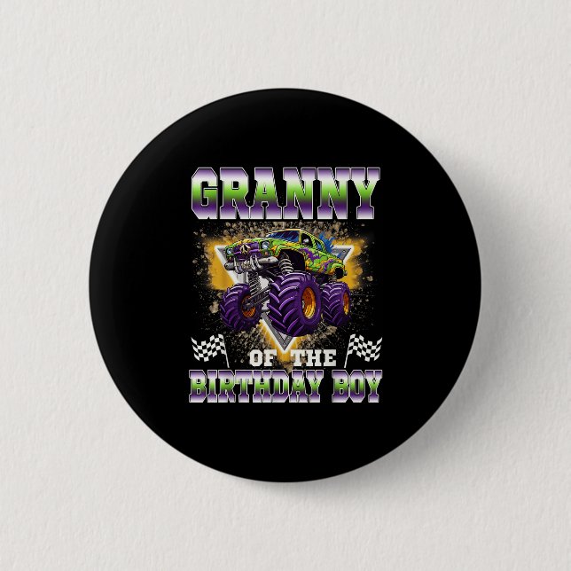 Granny Of The Birthday Boy Monster Truck Birthday  6 Cm Round Badge (Front)