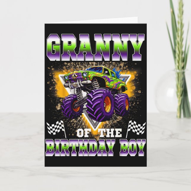 Granny Of The Birthday Boy Monster Truck Birthday  Card (Front)