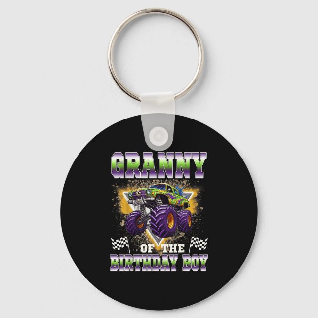 Granny Of The Birthday Boy Monster Truck Birthday  Key Ring (Front)
