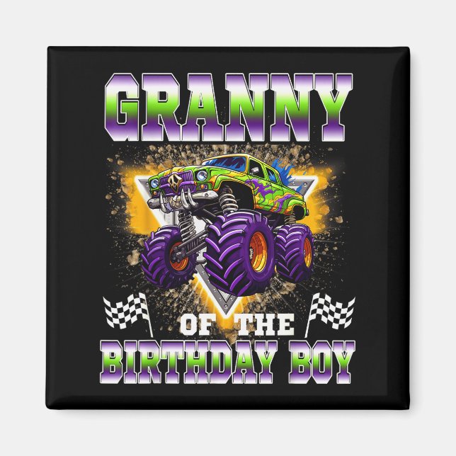 Granny Of The Birthday Boy Monster Truck Birthday  Magnet (Front)