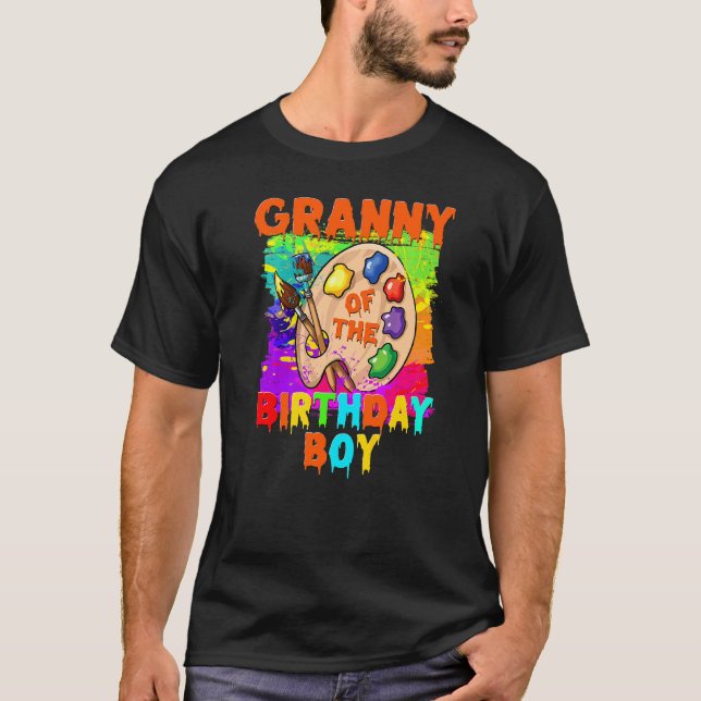 Granny Of The Birthday Boy Painting Family B Day P T-Shirt (Front)