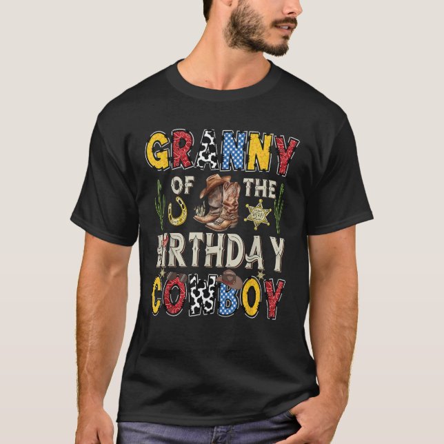Granny Of The Birthday CowBoy Rodeo Granny Western T-Shirt (Front)