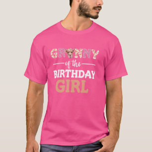 Granny Of The Birthday Girl Highland Cow Grandma M T-Shirt
