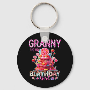 Granny Of The Birthday Girl Sweet Candy Matching Key Ring