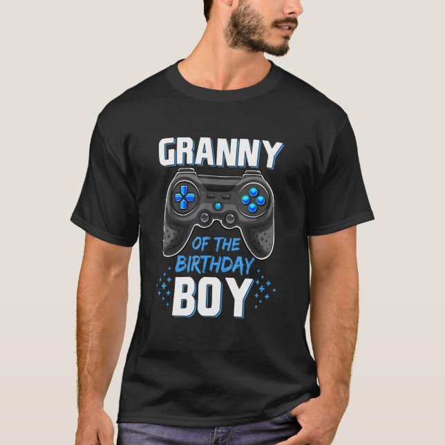 Granny of the Birthday Party Boy Matching Family V T-Shirt (Front)