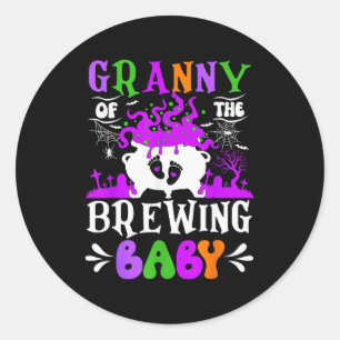 Granny Of The Brewing Baby Grandma To Be Halloween Classic Round Sticker