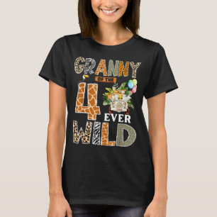 Granny Of The Four Ever Wild Safari 4th Birthday B T-Shirt