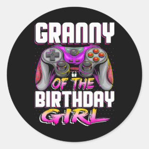 Granny Of The Gamer Girl Matching Video Game Birth Classic Round Sticker