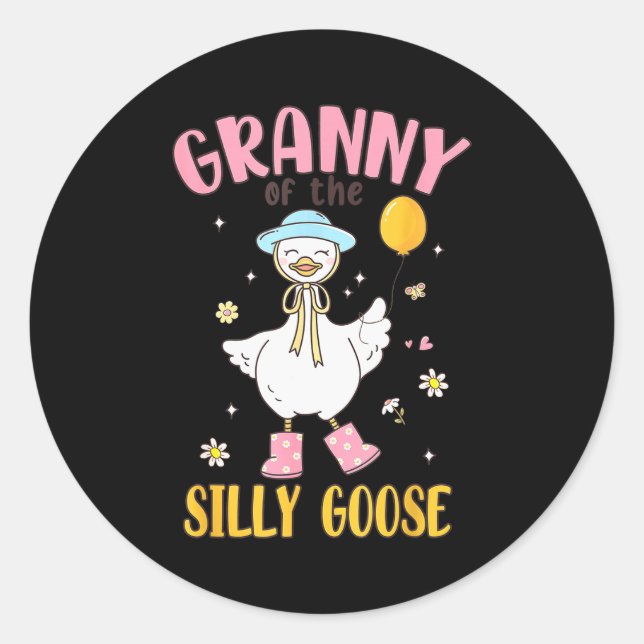 Granny Of The Silly Goose First Birthday Family Ma Classic Round Sticker (Front)