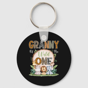 Granny Of The Wild One First Birthday Safari Woodl Key Ring