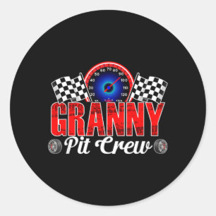Granny Pit Crew Racing Family Race Car Birthday Classic Round Sticker