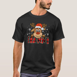 Granny Raindeer Family Group Christmas Buffalo Red T-Shirt