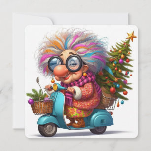 granny scooter Flat Greeting Card