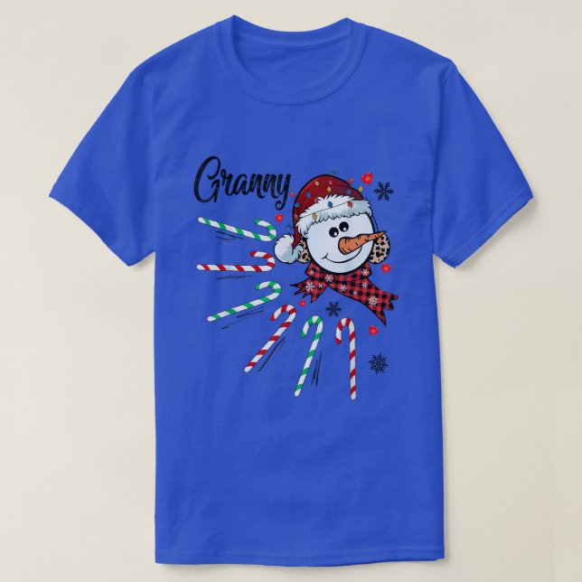 Granny Snowman Candy Cane Christmas Xmas Funny  T-Shirt (Design Front)