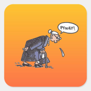 Granny Spitting! large square stickers