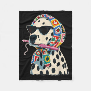 Granny Square Dalmatian Funny Dalmatian Dog Fleece Blanket