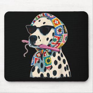 Granny Square Dalmatian Funny Dalmatian Dog Mouse Mat