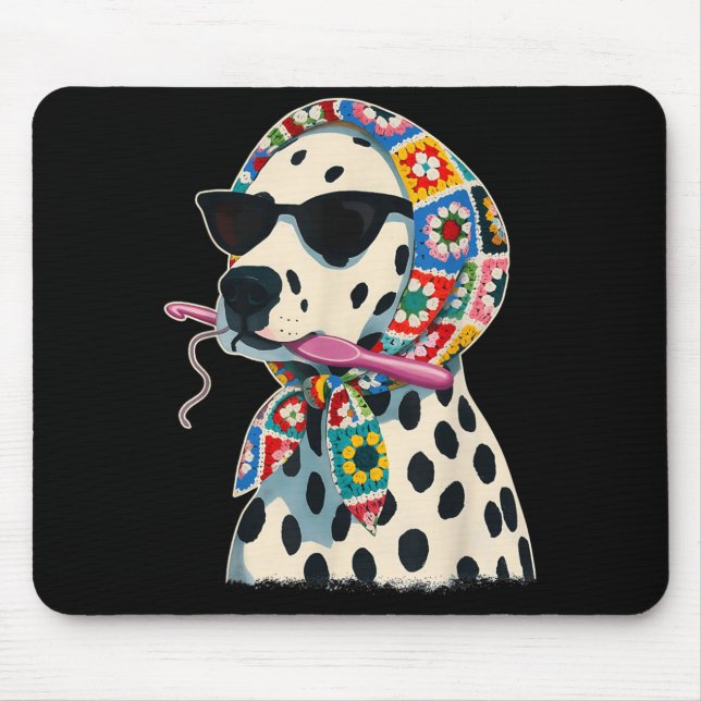 Granny Square Dalmatian Funny Dalmatian Dog Mouse Mat (Front)