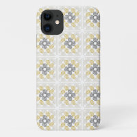 Granny square sketch design yellow grey