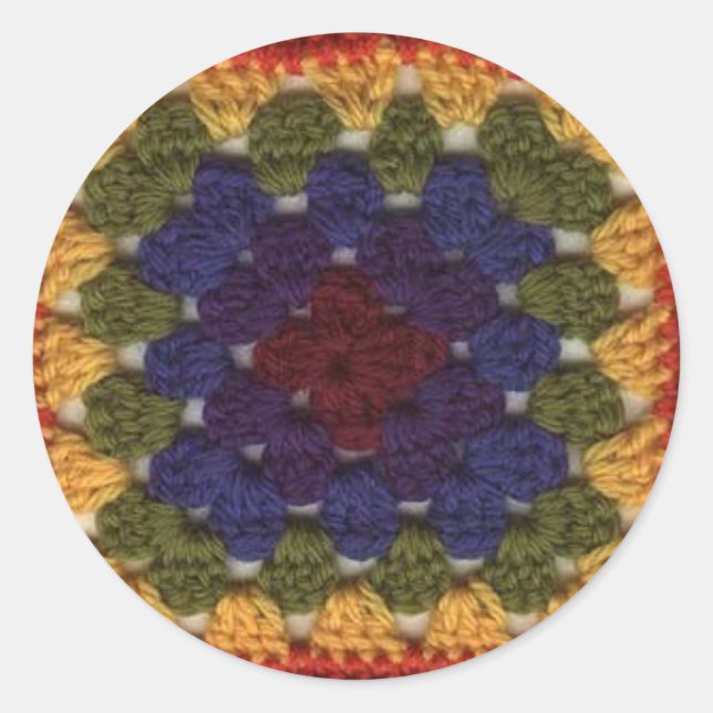 Granny Squares Classic Round Sticker (Front)