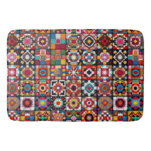 Granny Squares Crochet Pattern Blanket Print  Bath Mat