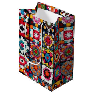 Granny Squares Crochet Pattern Blanket Print  Medium Gift Bag