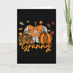 Granny Thanksgiving Leopard Pumpkin Coquette Bow M Card