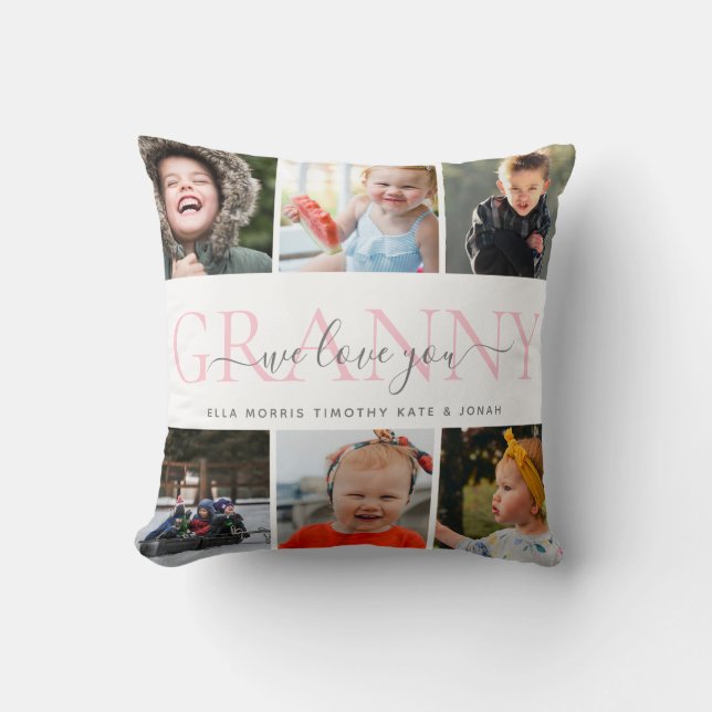 Granny We Love You  Photo Collage Message Cushion (Front)