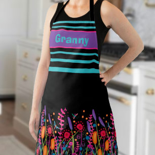 “Granny Wildflowers” black Inspirivity apron