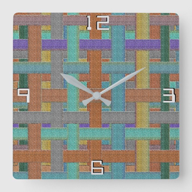 Granny's coloured "plaid", with canvas aspect      square wall clock (Front)