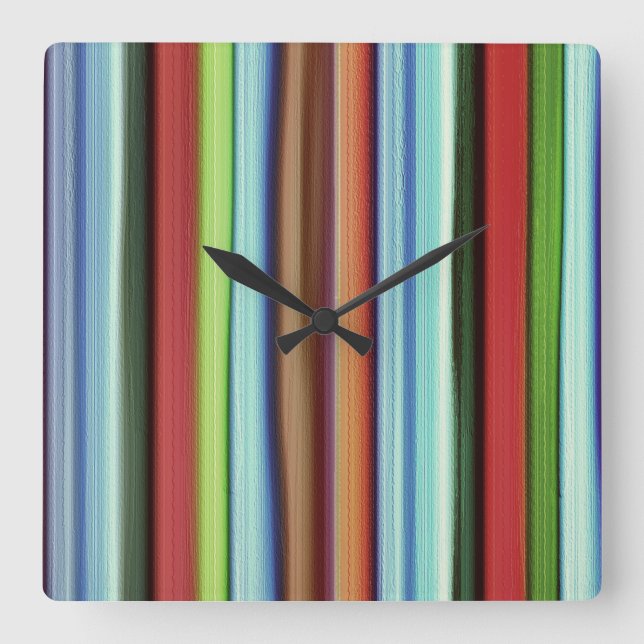 Granny's colourful stripes, with rough aspect      square wall clock (Front)