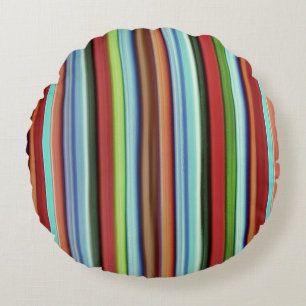 Granny's colourful stripes, with soft rough aspect round cushion