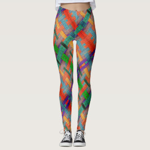 Granny's crossed reddish strips, with woven aspect leggings