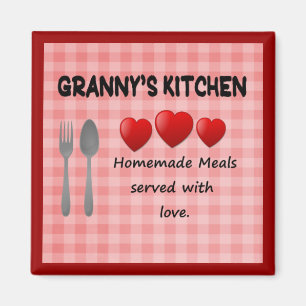 Granny's Kitchen Red Gingham Magnet