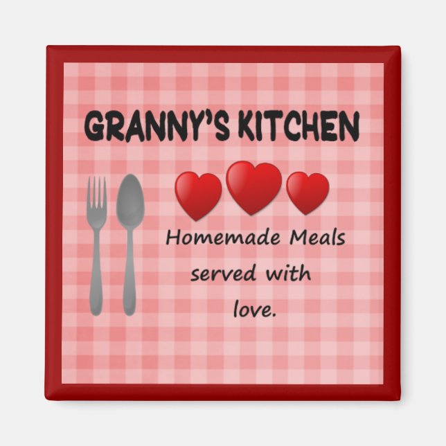 Granny's Kitchen Red Gingham Magnet (Front)