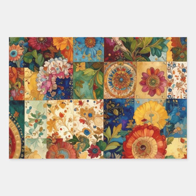 Granny's Patchwork  Wrapping Paper Sheet (Front 3)