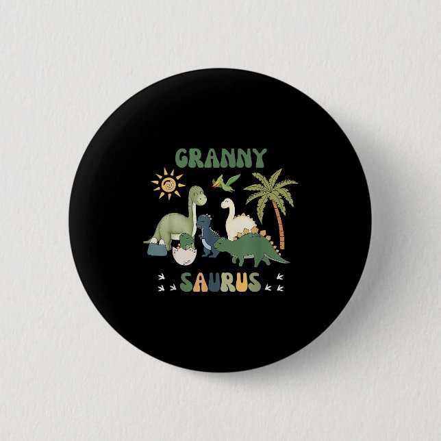Grannysaurus T Rex Dinosaur Granny Saurus Family M 6 Cm Round Badge (Front)