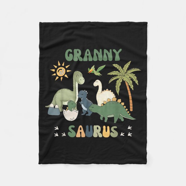 Grannysaurus T Rex Dinosaur Granny Saurus Family M Fleece Blanket (Front)