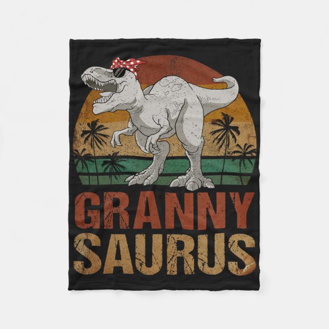 Grannysaurus T Rex Dinosaur Granny Saurus Retro Mo Fleece Blanket (Front)