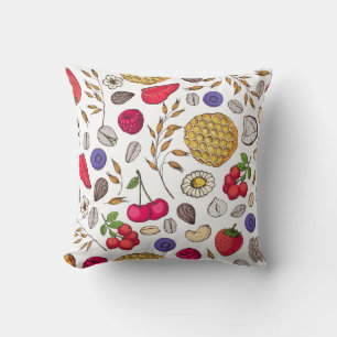 Granola,  muesli seamless pattern. Oat flakes hand Cushion