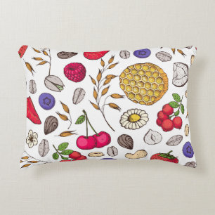 Granola, muesli seamless pattern. Oat flakes hand Decorative Cushion