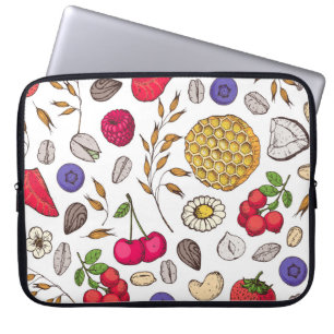 Granola, muesli seamless pattern. Oat flakes hand Laptop Sleeve