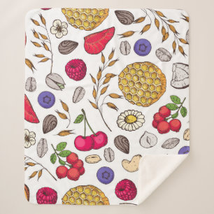 Granola, muesli seamless pattern. Oat flakes hand Sherpa Blanket