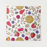 Granola,  muesli seamless pattern. Oat flakes hand