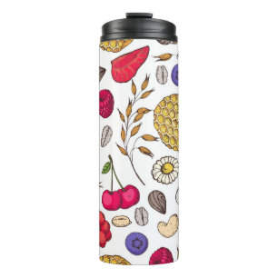 Granola,  muesli seamless pattern. Oat flakes hand Thermal Tumbler